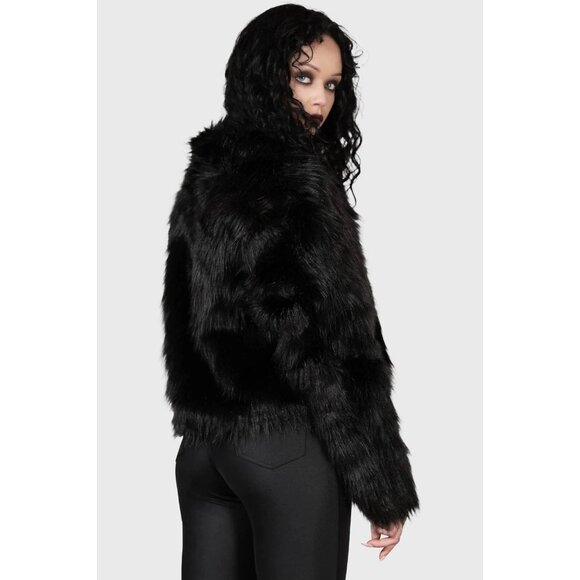 Killstar Womens Faux Fur Coat Jacket 4XL 4X Nightmare Nemesis Cropped Black NWT - Picture 6 of 11